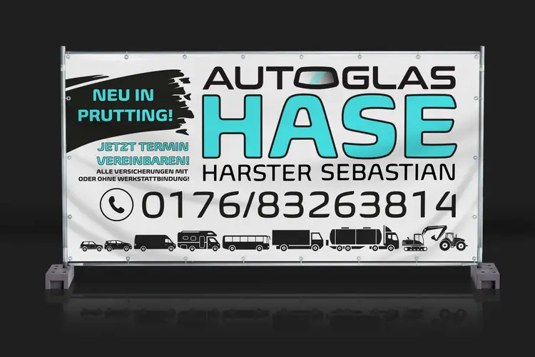 Autoglas Hase Bauzaunbanner